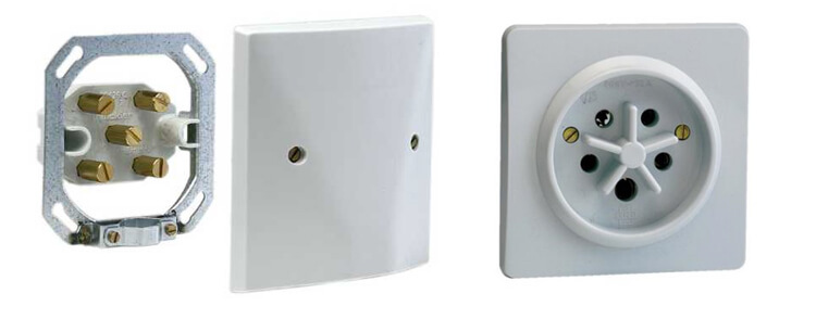 Neusaansluiting en Perilex aansluiting voor een kookplaat