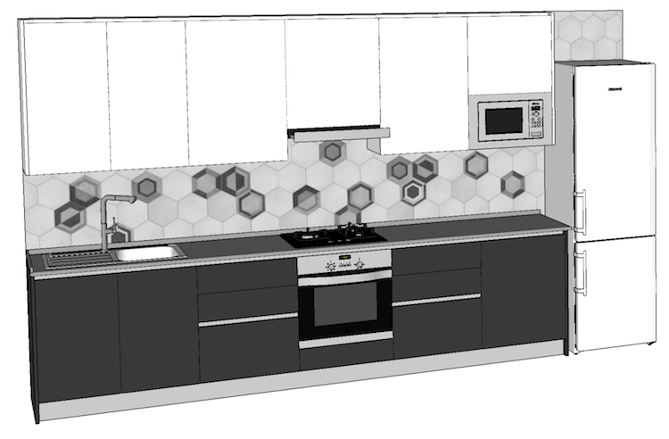 Keuken uitgetekend in sketchup